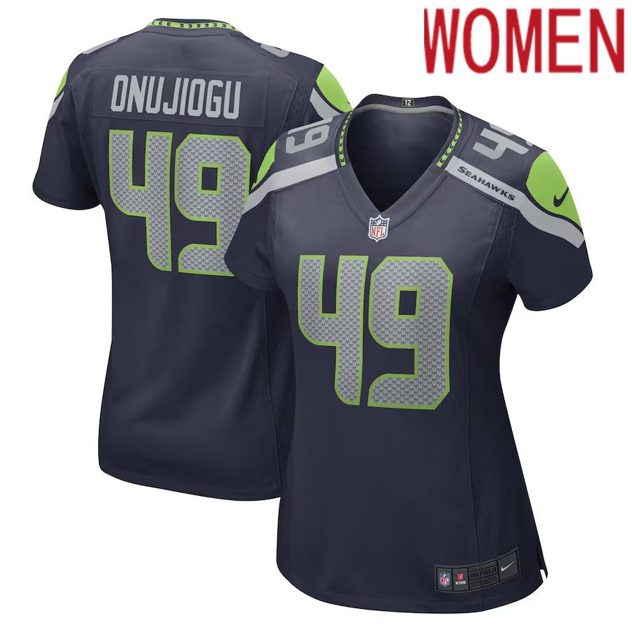 Women Seattle Seahawks 49 Joshua Onujiogu Nike College Navy Game Player NFL Jersey